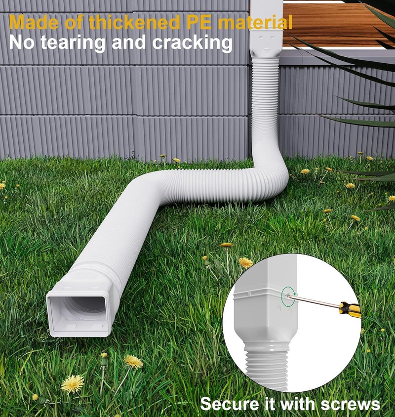 Ogutter Rain Gutter Downspout Extensions, Downspout Extender for Rainwater Drainage Flexible, Down Spout Drain Extension Pipe and Extendable from 21 to 66 Inches (White) - Image 5
